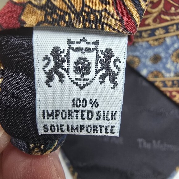 METROPOLITAN MUSEUM OF ART TIE 100% IMPORTED SILK MENS TIE BLUE GOLD BURGANDY - Picture 6 of 6